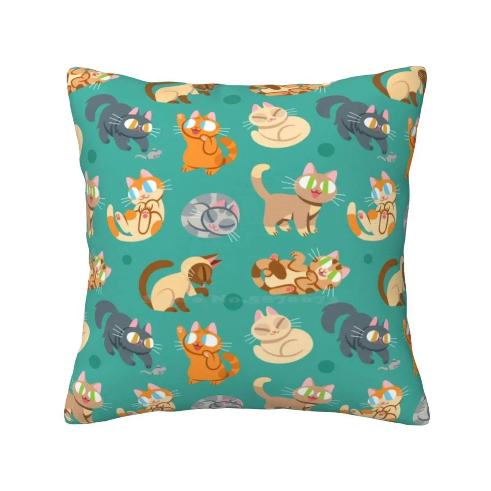 Whole Lotta Cat ( Natural Version ) Bedroom Office Hug Pillowcase Cats Animals Cute Neon Kitties Kittens Pets Pattern