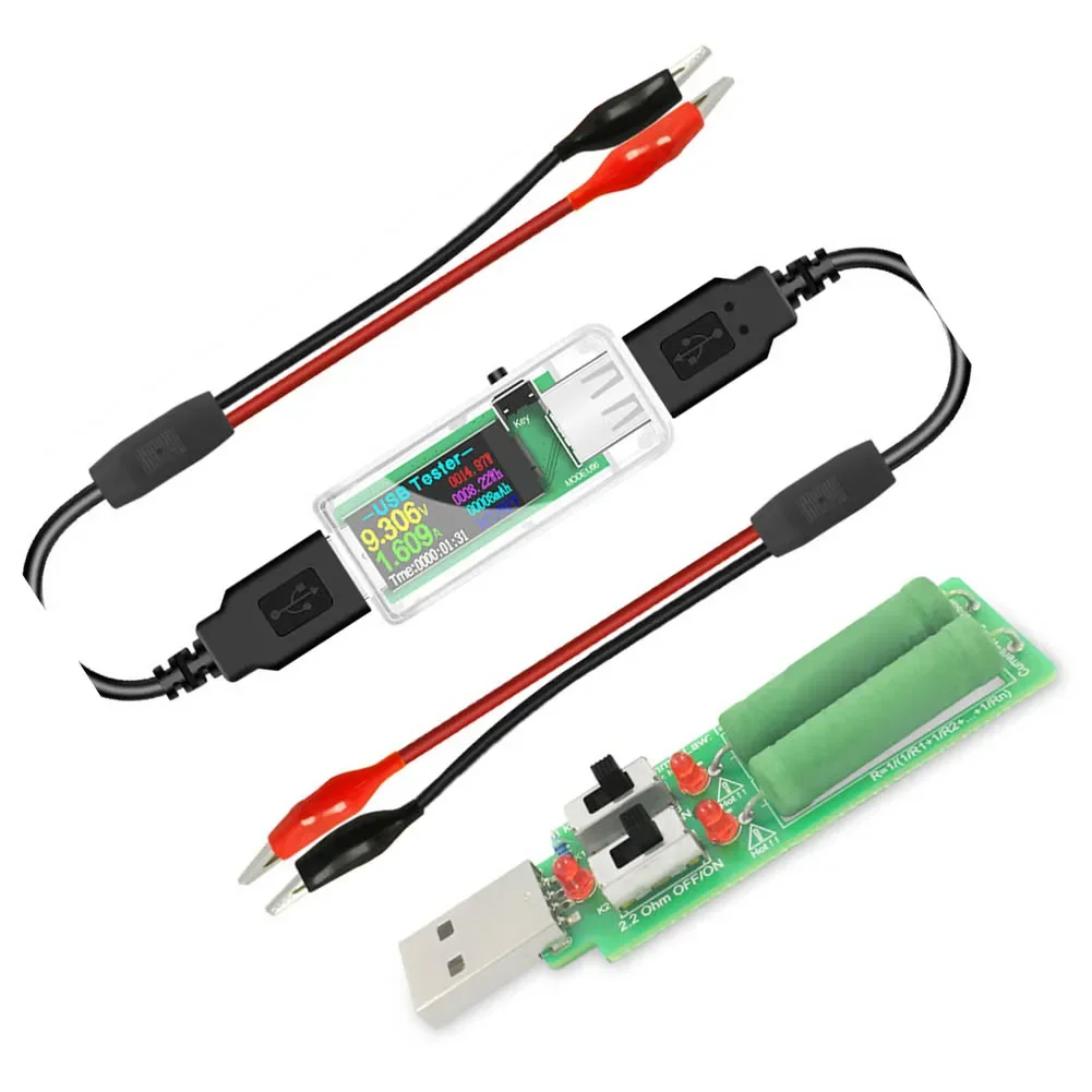 U96 USB Tester DC Digital Voltmeter Ammeter 180W Power Meter With Load Resistor And For For Alligator Clip For Battery Parts