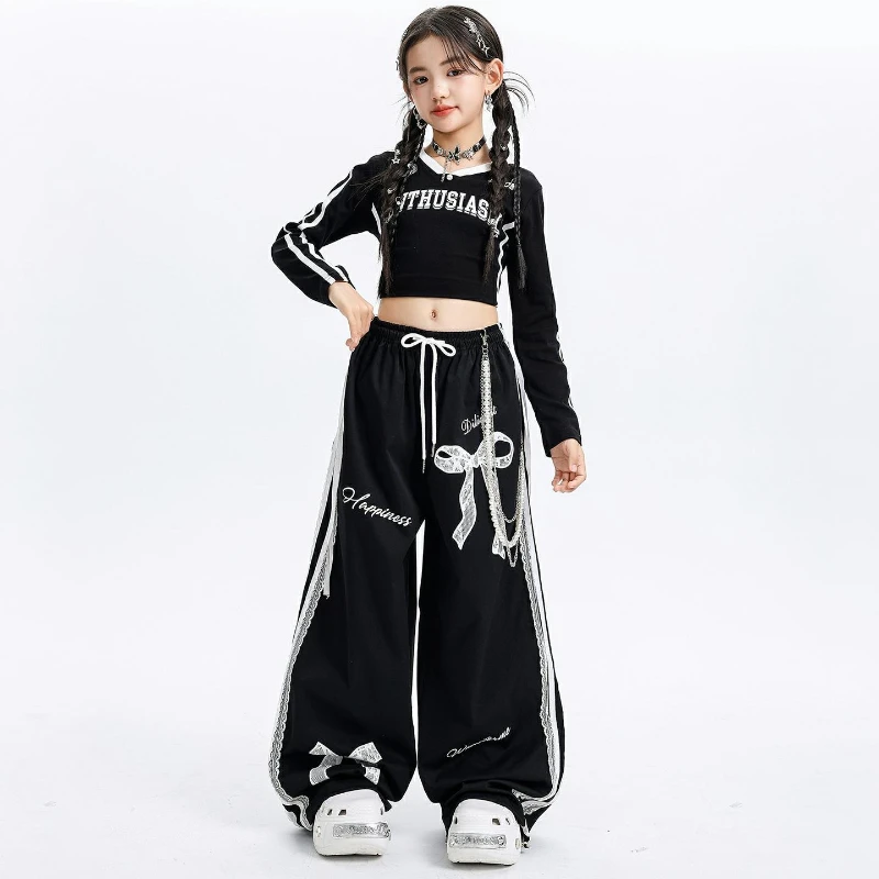 Tenue de danse de rue Hip Hop pour filles, haut à manches longues, pantalon Baggy, Costume de scène de Jazz, vêtements de spectacle de danse de rue K-pop