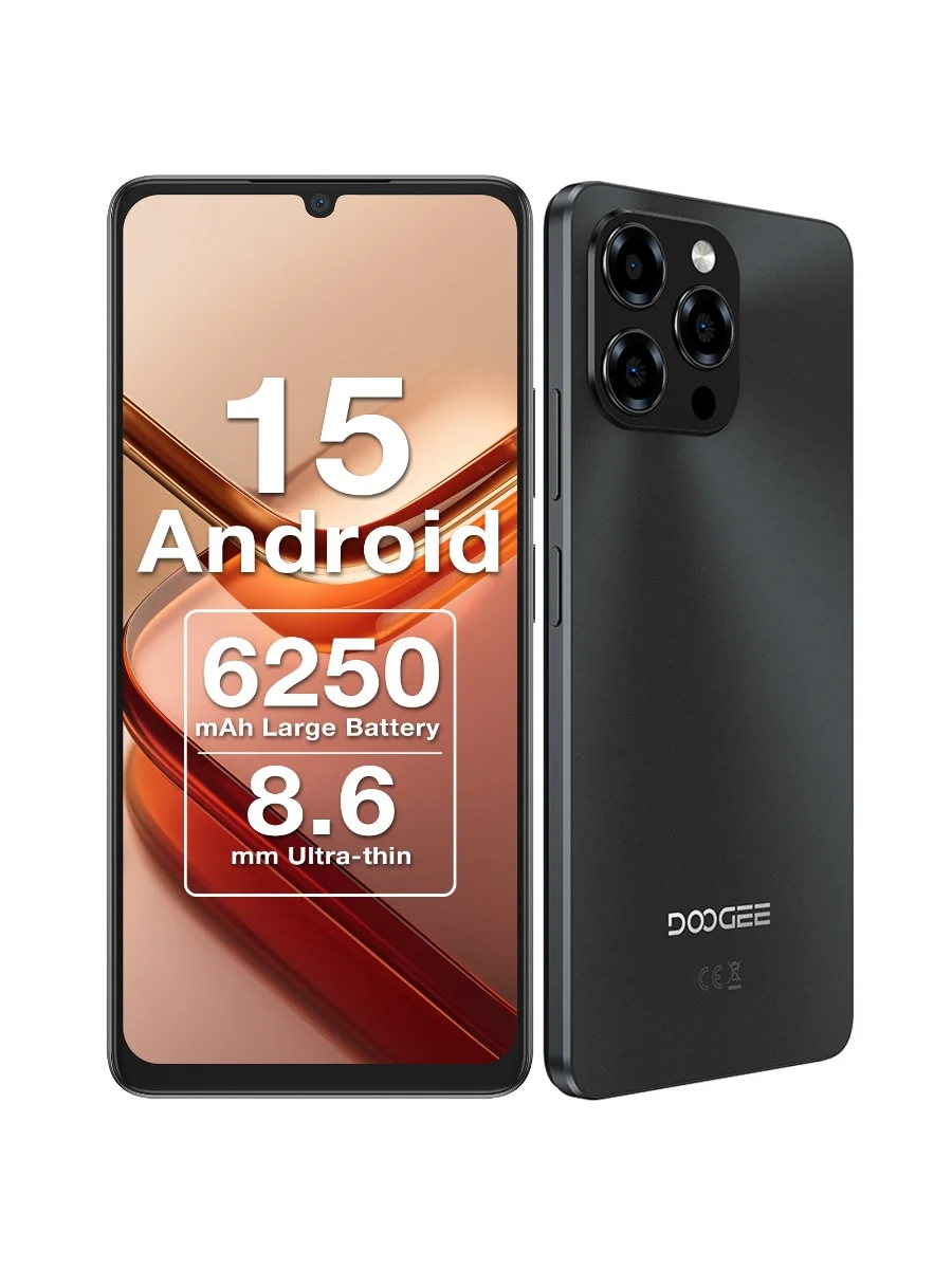 Globale Version DOOGEE Note 58 Android 15 Smartphone 8GB RAM+128GB ROM 6,75' HD+ 90Hz IPS Bildschirm 6250mAh Großer Akku NFC