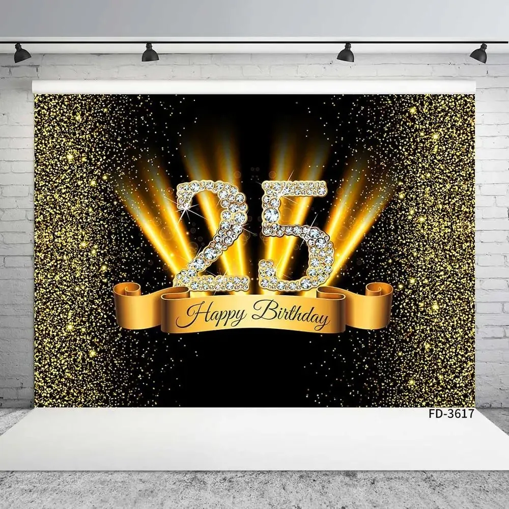 

Golden Polka Circle Illuminates Birthday Banner Background, Adult Birthday Party, Home Decoration Photography Studio Background