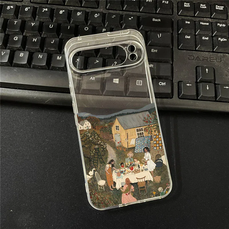 ل Pixel 10 Pro XL حالة النفط اللوحة الخريف الغابات قرية جراب هاتف لجوجل بكسل 10 9 برو XL 8 7 6 6A 7A 8A لينة غطاء #6