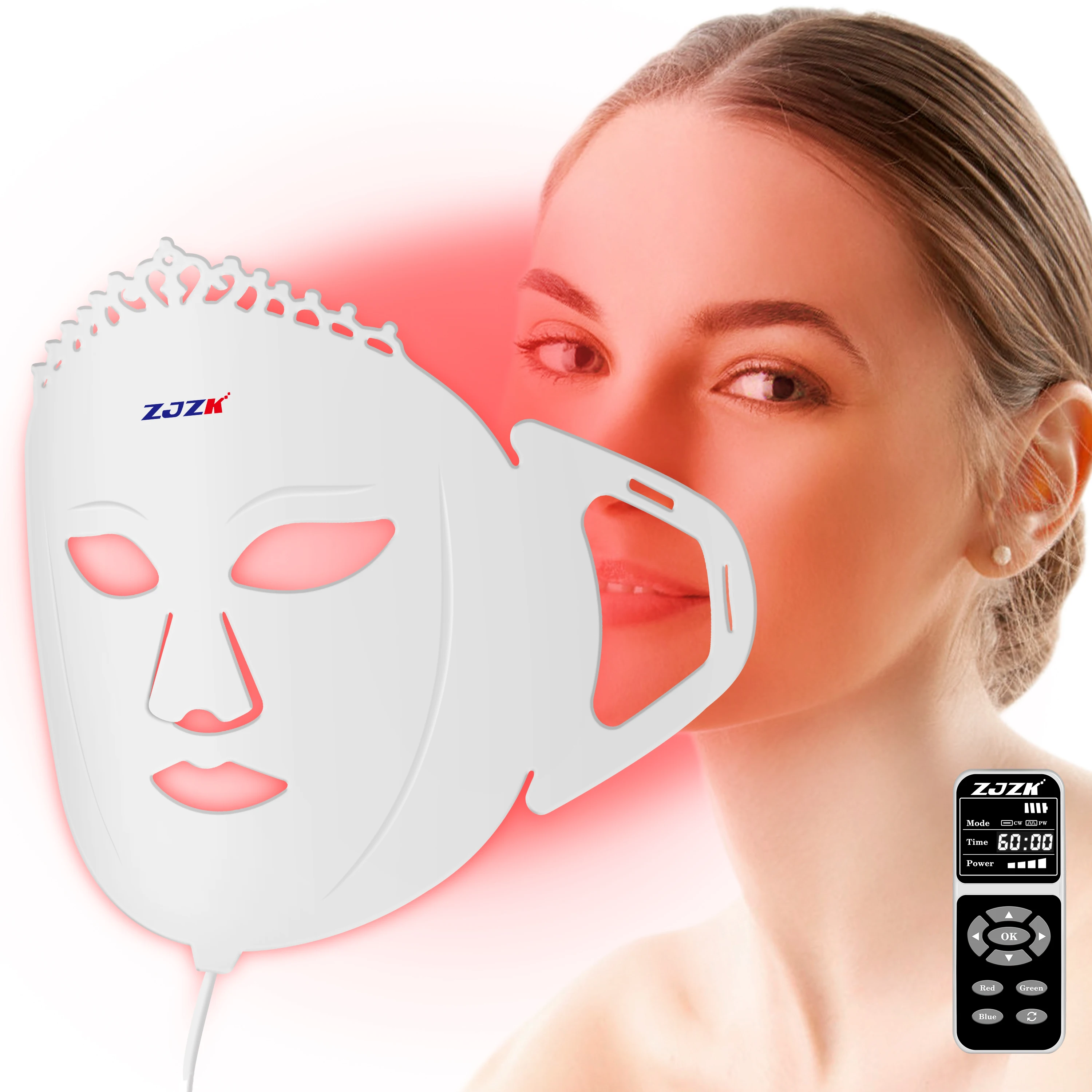 

ZJZK Beauty Face Mask 660nmx120chips Therapy LED Light 850nmx120chips+940nmx120chips For Lighten Dark Circles Wrinkle Removal