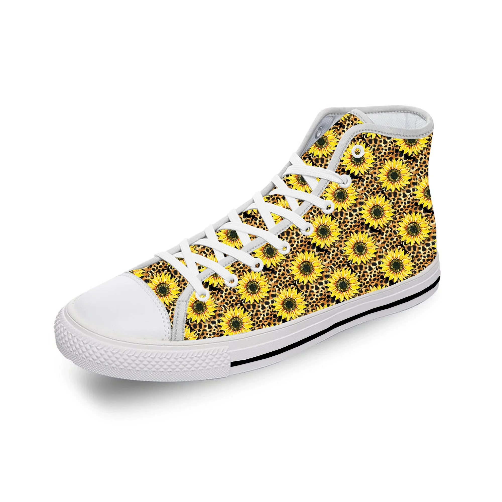 Sunflowers Pattern High Top Sneakers Mens Womens Teenager Fashion Casual Canvas Running Sport Shoes 3D Print  Lightweight shoe