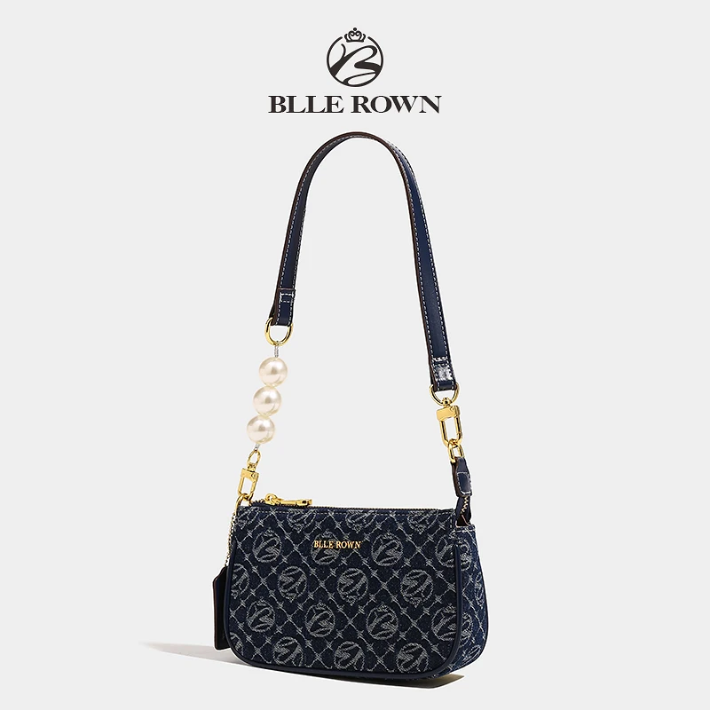 High Quality Klein Blue New Pearl Handheld Female Small Messenger Crossbody Bag Zipper Shoulder Bags for Women