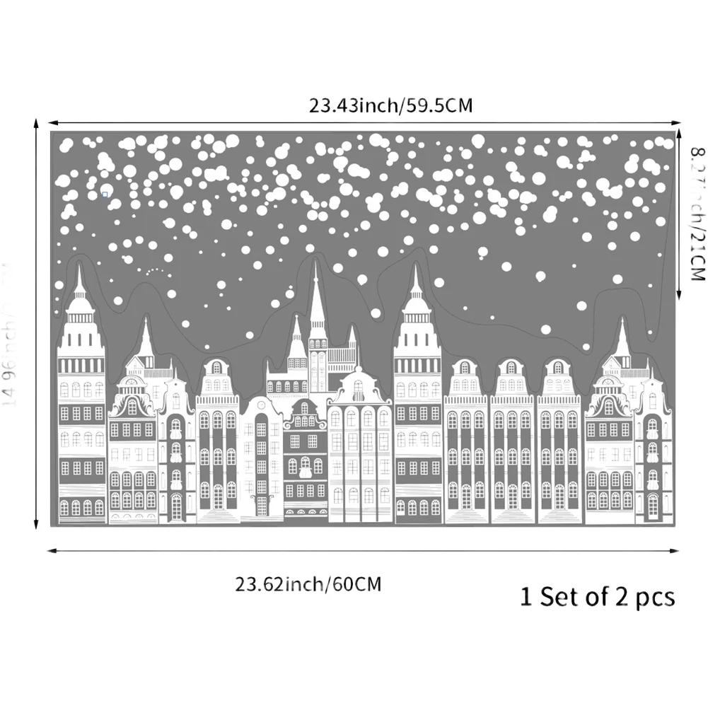 Winter White Street Scene Window Cling Double Sided Electrostatic for Windows Indoor Use 38x60cm for UV Resistant Material