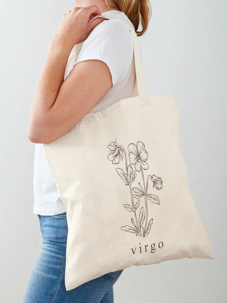 Virgo Botanical Zodiac Tote Bag large size bags tote bags aesthetic women bag Canvas Tote Bag