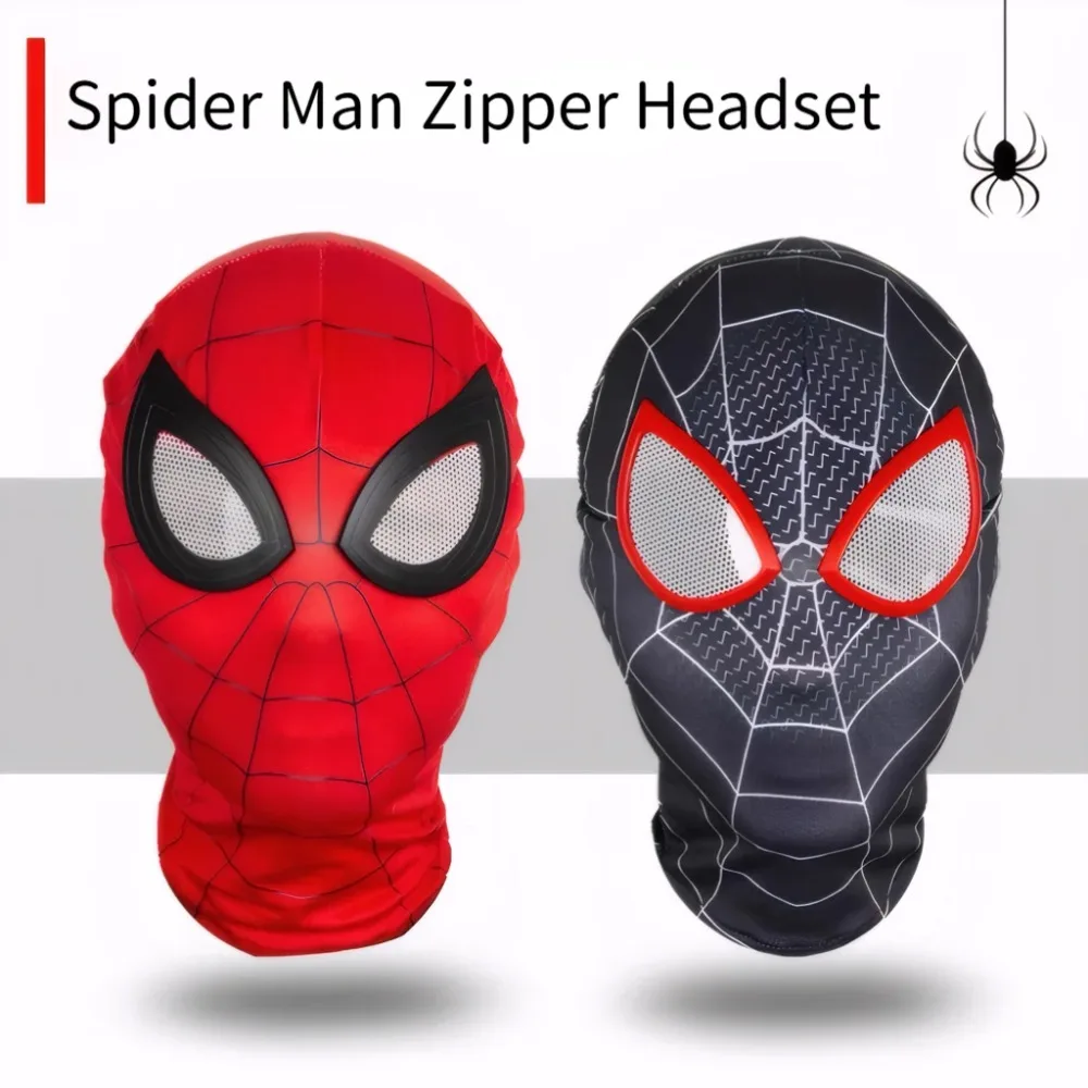 Zipper style Spiderman Mask Superhero Miles Morales Spider Man Cosplay Masks for Adults Boys Girls Christmas Costume Props