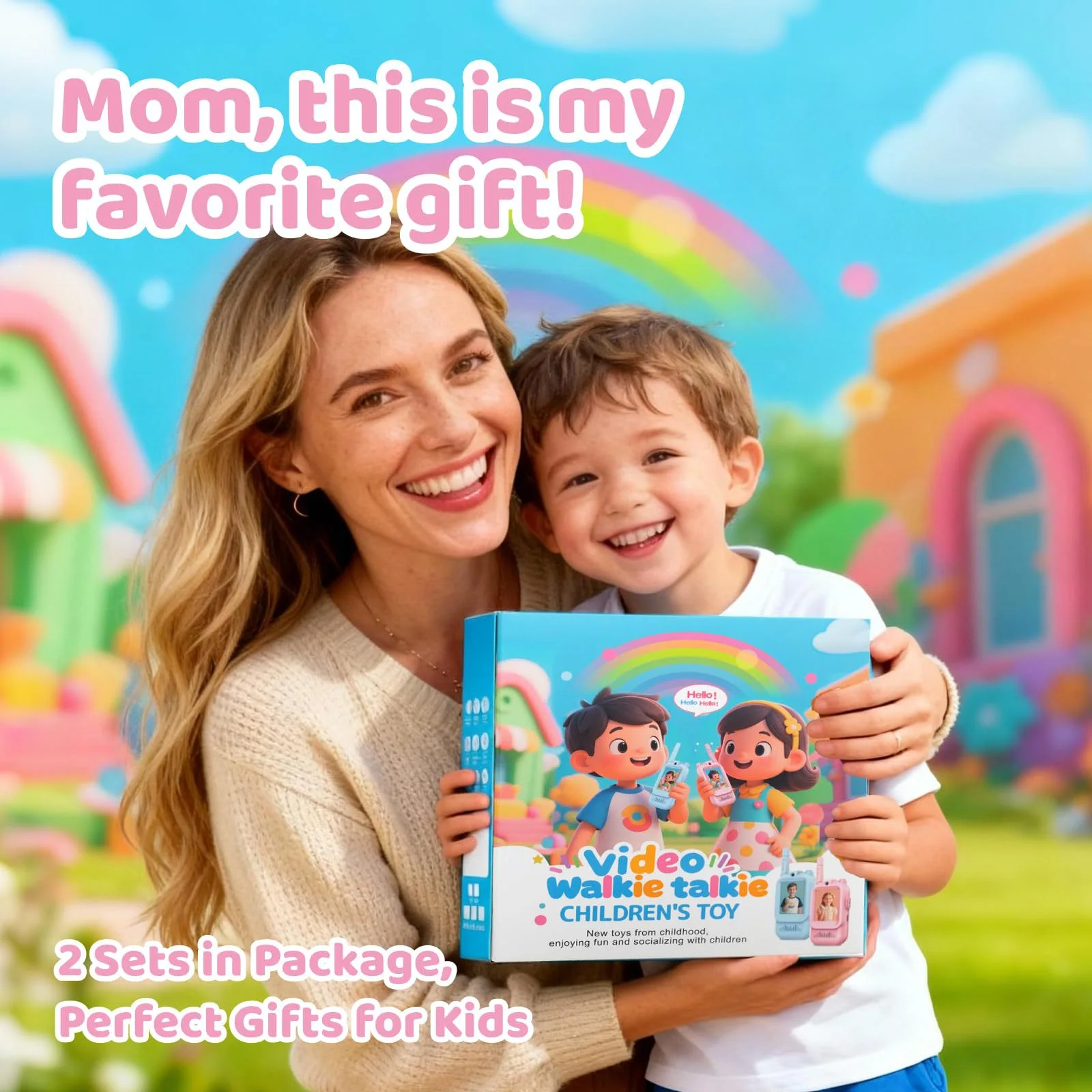 Children Video Walkie Talkie Toys 2 Pack Rechargeable Interphone Toy with HD Camera & Voice Changer Gift Toys for Boys & Girls