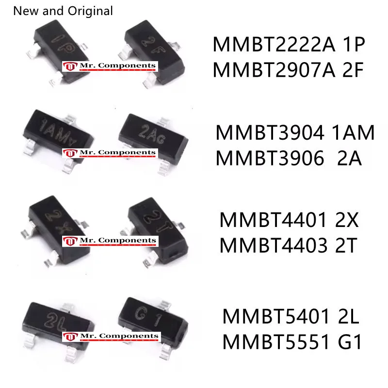 20 قطعة NPN PNP ثنائي القطب الترانزستور MMBT2222A 2907A MMBT3904 3906 MMBT4401 4403 MMBT5401 5551 1P/2F/1AM/2A/2X/2T/2L/G1 SOT23 جديد