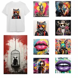 Graffiti zwierząt Iips moda żelazna naklejka łatka na odzież T-shirt DIY bluza z kapturem kurtka naklejka DTF PPatch jest wodoodporna