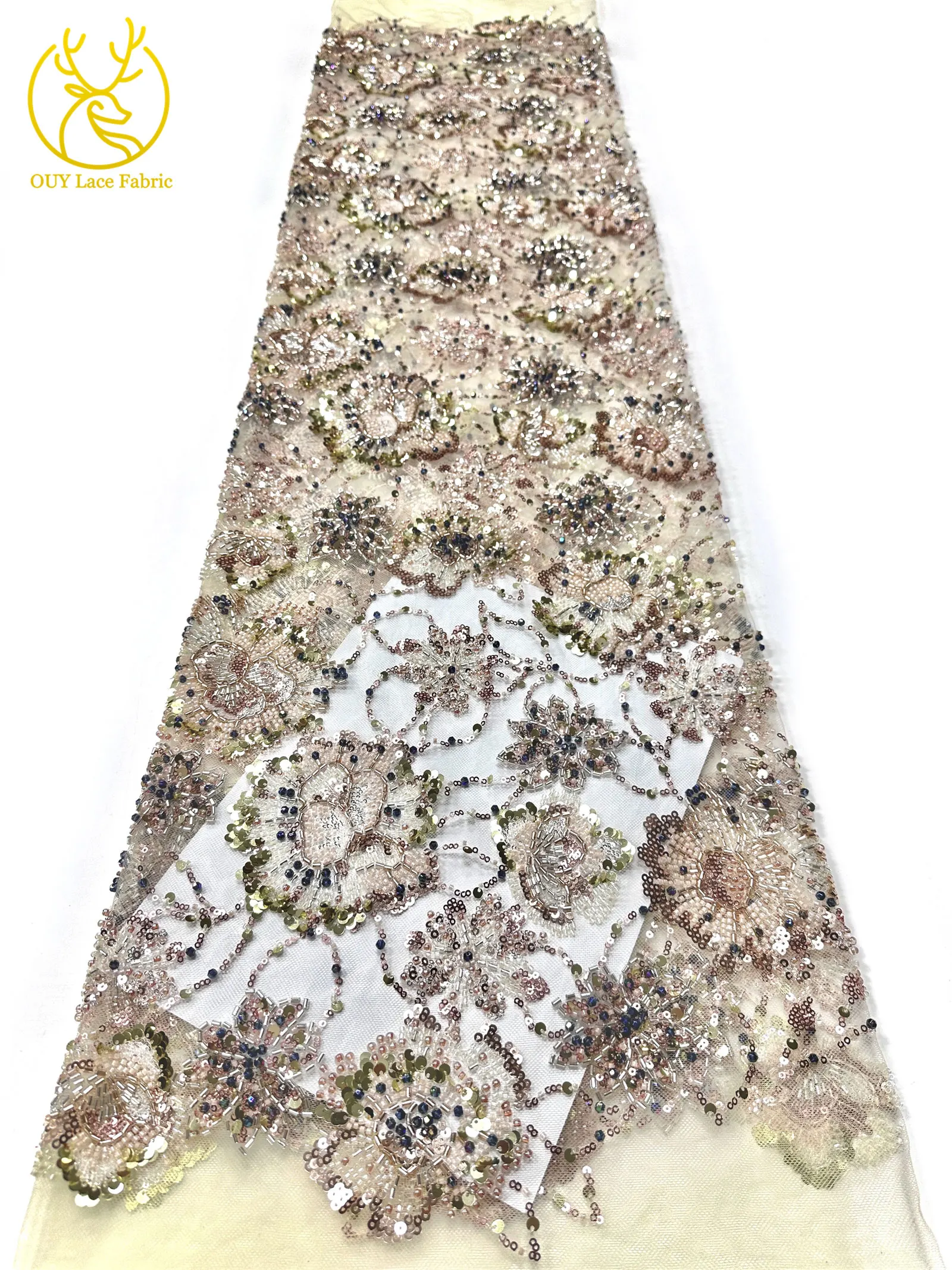 Luxuriöses High-End Nigerianisches Damen-Partykleid für Abschlussball 2026, Afrikanischer Bräutigam-Stickerei-Perlen-Spitzenstoff, Französische Pailletten-Spitze – Detail 27