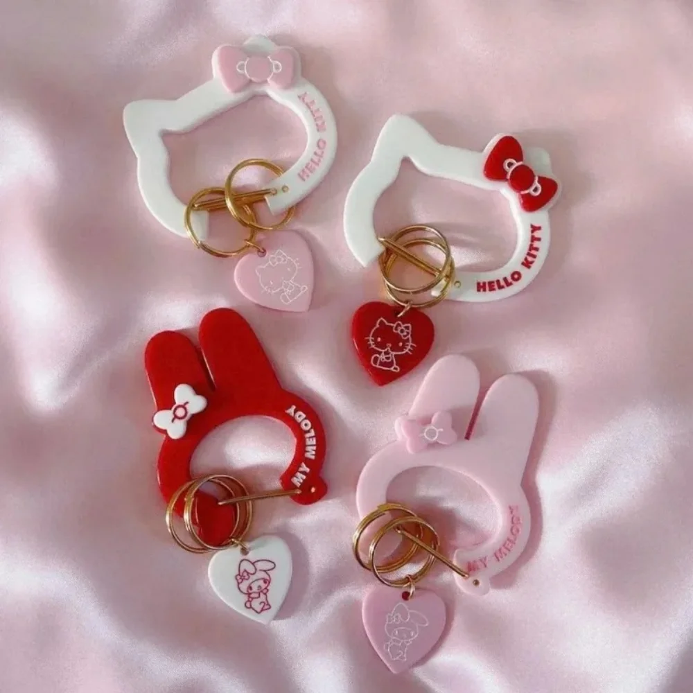 

New Cartoon Sanrio Hello Kitty My Melody Keychain Y2K Kawaii Anime Backpack Pendant Car Keyring Decoration Holiday Gifts