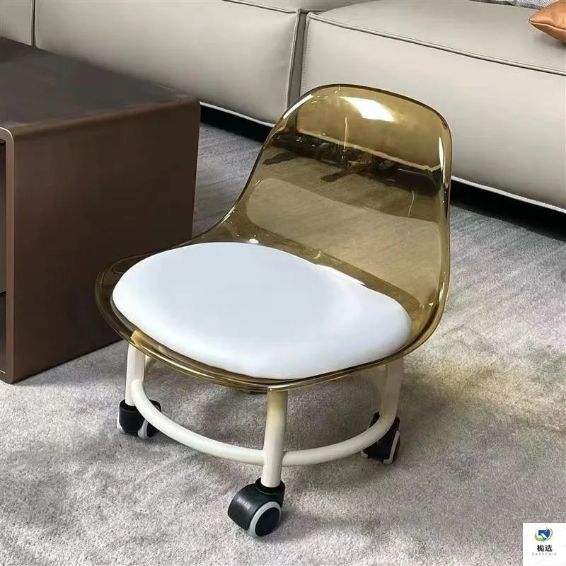 

Small Stool Home Pulley Low Stool with Wheel Stool Children's Toddler Belt Baby Artifact Sewn Stool Transparent Chair