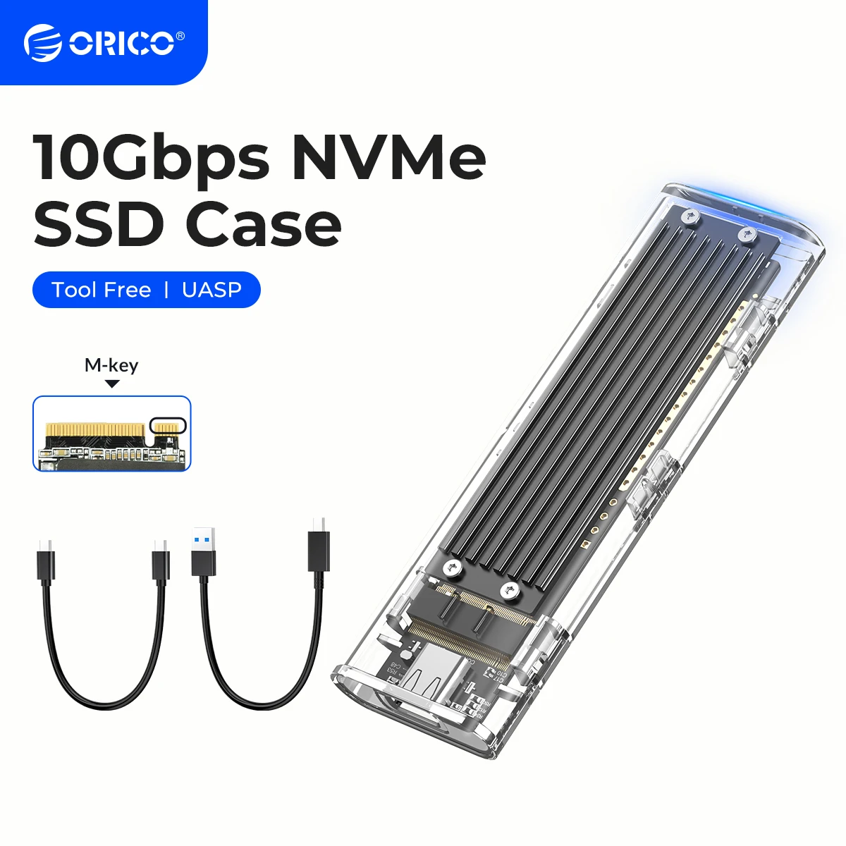 ORICO M2 SSD Case NVMe NGFF Dual Protocol USB3.1 GEN2 10Gbps SSD Enclosure for NVME PCIE M Key NGFF SATA B&M Key SSD Disk