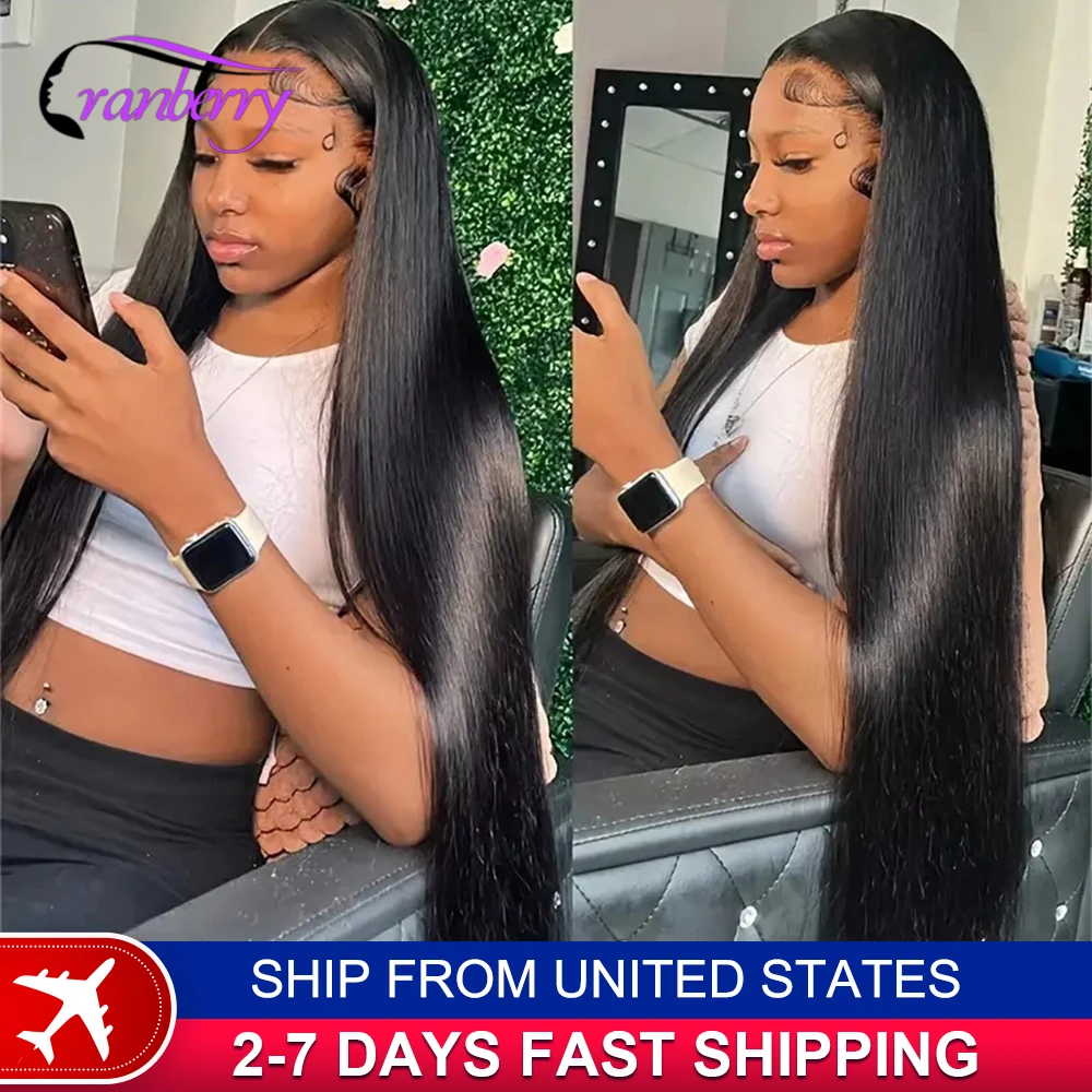 Human Hair Lace Wigs Remy Brazilian Transparent Straight Hair 13x4 Lace Frontal Wig 180% Density Cranberry 13x4 Lace Front Wig