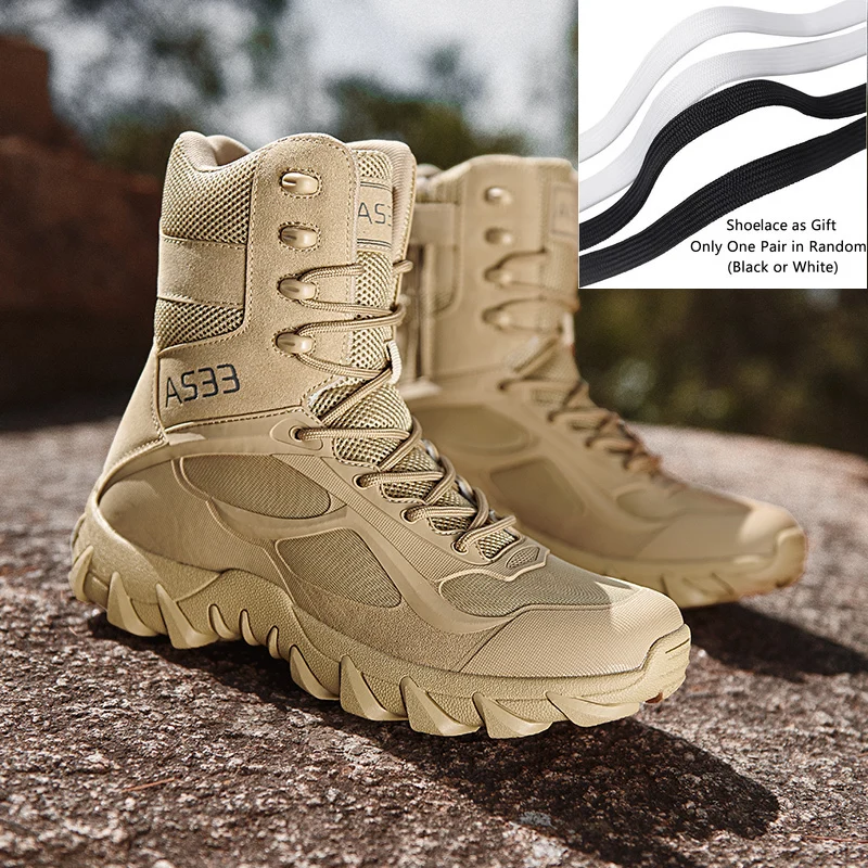 

New Men High Quality Brand Leather Boots Work Safty Shoes Tactical Desert Combat Men's Boots Outdoor Hunting Shoes Ankle Boots