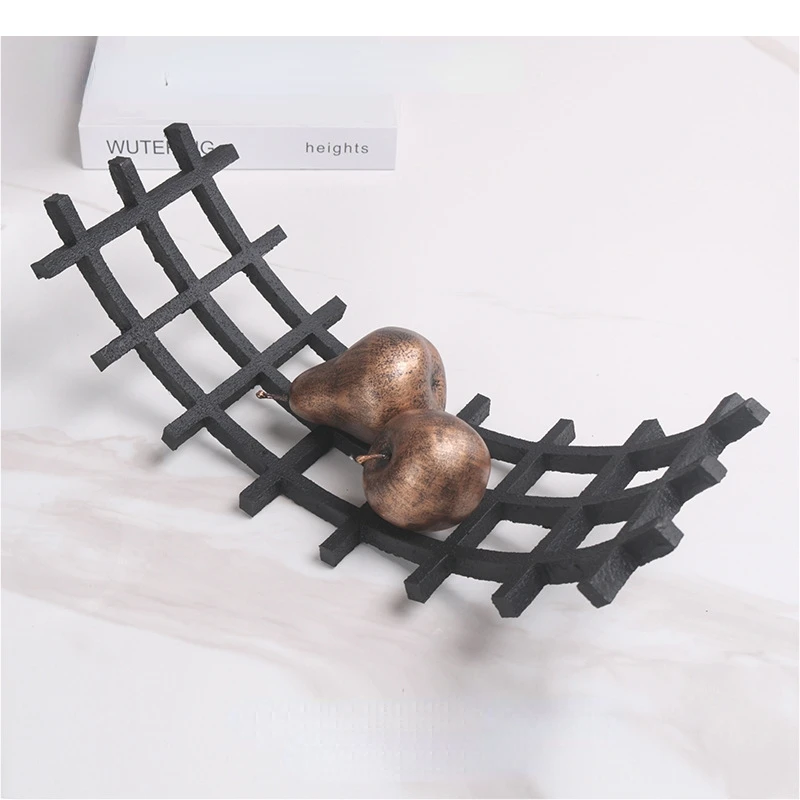 Arch Storage Basket Bend The Grid Tray Hollow Fruit Bowl Resin Handicraft Ship-shaped Home Accessories