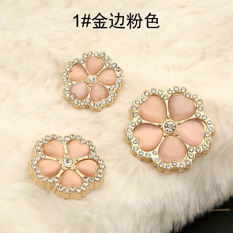 6Pcs High Quality Flower Diamond Rhinestone Metal Buttons Fashion Coat Women\'s Jacket Suit Button Decoration
