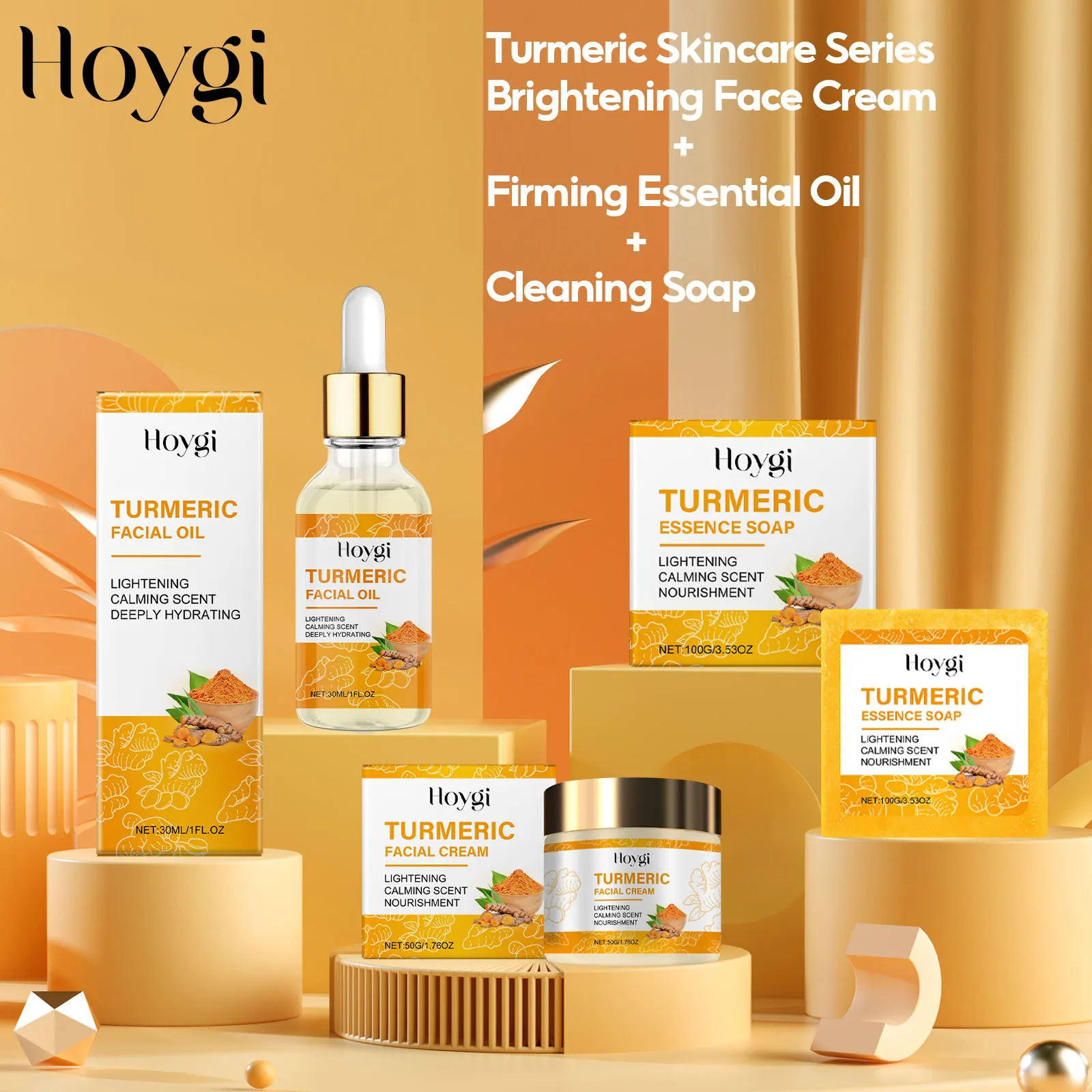 Turmeric Facial Oil and Cleansing Soap Set