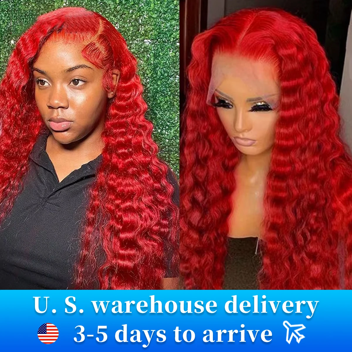 34 Inch 13X6 Hd Lace Frontal Wigs For Women Red Color Deep Wave Frontal Wig Water Wave 13X4 Lace Front Human Hair Wig Curly Hair