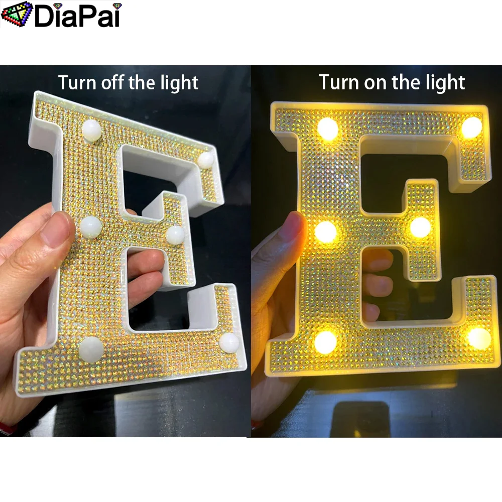 DIAPAI Letter Lamp DIY AB Diamond Painting Alphabet LED Night Lights Luminous Number Home Wedding Birthday Christmas Party Decor