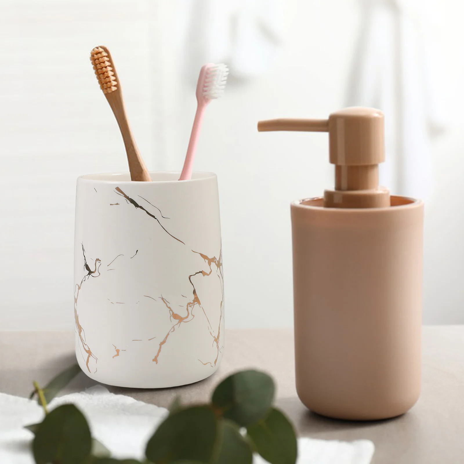 

Bathroom Toothbrush Holder Marbling Ceramic Cup Multipurpose Brush Cups for Home Hotel Travel Reusable Smooth Design