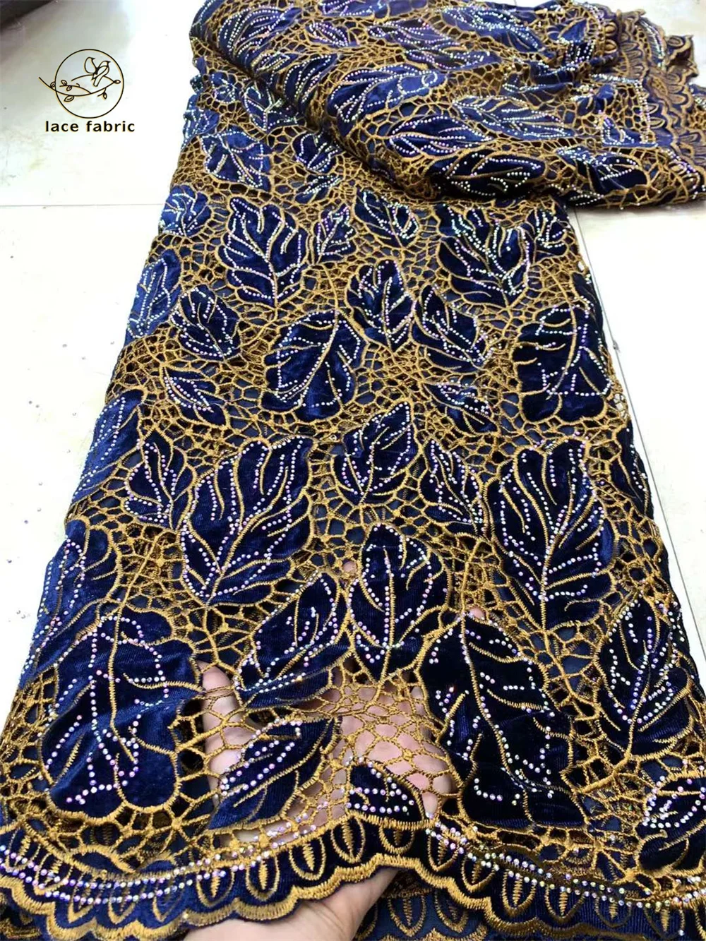 African Velvet Lace Fabric 5 Yards High Quality Women Party Dress Luxury Stones Embroidery Nigerian Lace Materials For Sewing