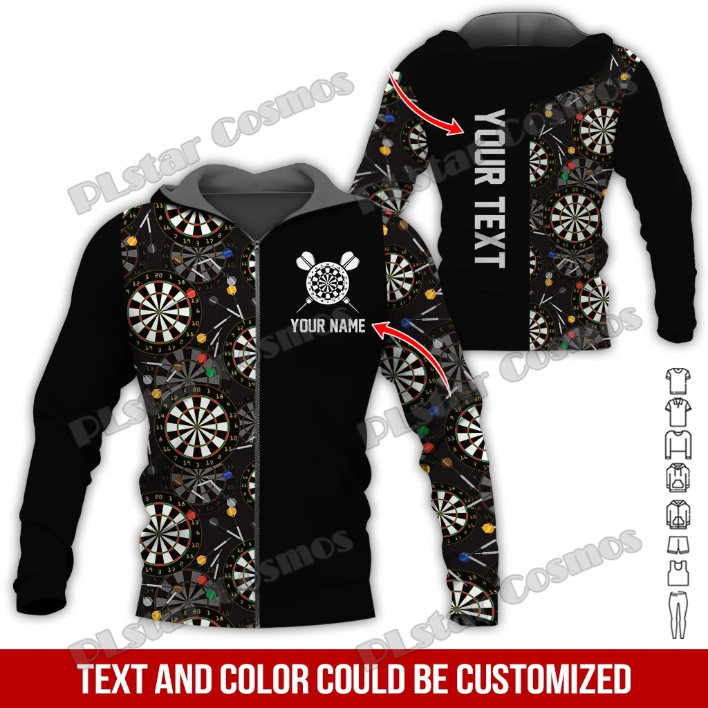 Aangepaste Naam Darts Kerst 3D Gedrukt Heren Rits Hoodie Herfst Unisex Casual Rits Trui Voor Darts Lover Gift DK582