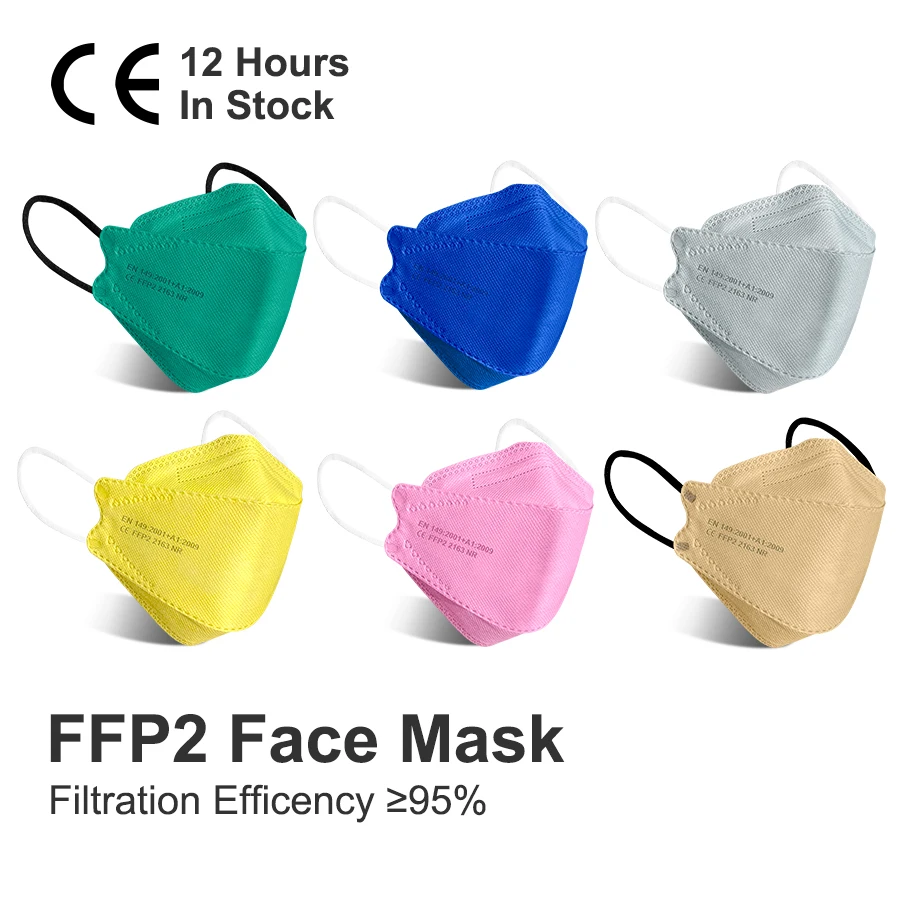 Masques faciaux Multi FFP2 pour adultes, en tissu noir, approuvé CE, filtre 200, 20 à 95% pièces