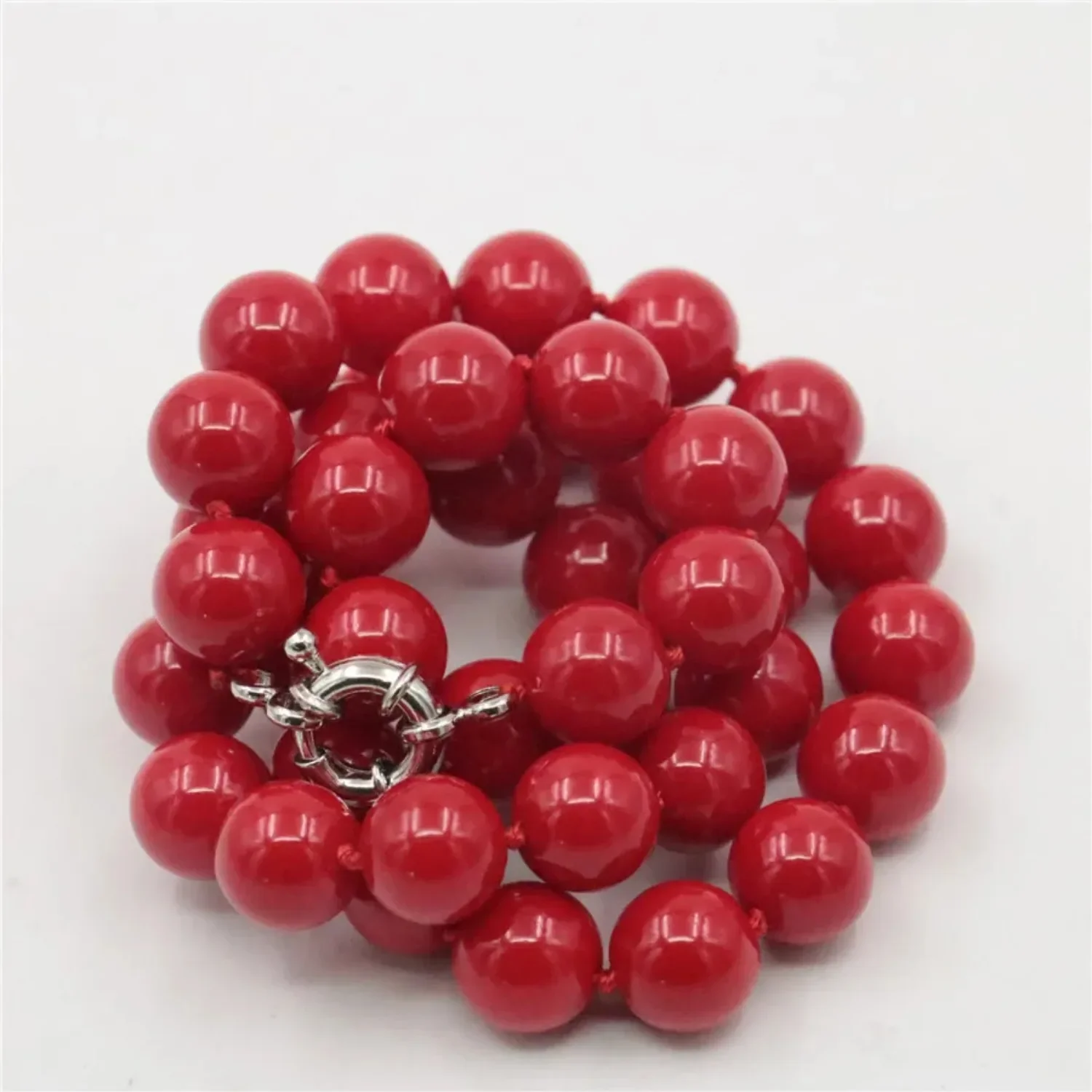6 8 10 12mm Round Red Coral Shell Pearl Necklace Accessory Jewelry Making Beads DIY Girl Gift Female Fitting Clothing Decoration