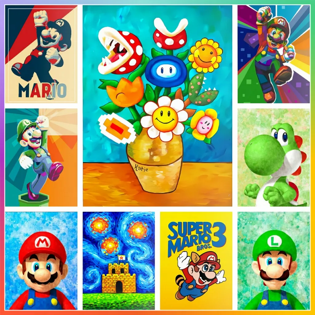 Mario Bros Cartoon Games Diamond Painting Embroidery 5D DIY Art Cross Stitch Artificial Mosaic Garden Decor Adult Gift Sale Kit