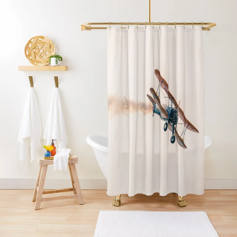 Retro Vintage Sky Bi-Plane Shower Curtain Toilet Accessories Bathroom Window Bathroom And Shower Curtain