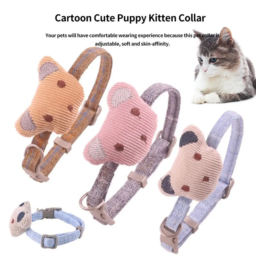 Pet Collar Adjustable Cat Collar Four Seasons Prevent Break Free Cat Collar Cotton Cartoon Bear Cat Dog Collar Pet Accessories