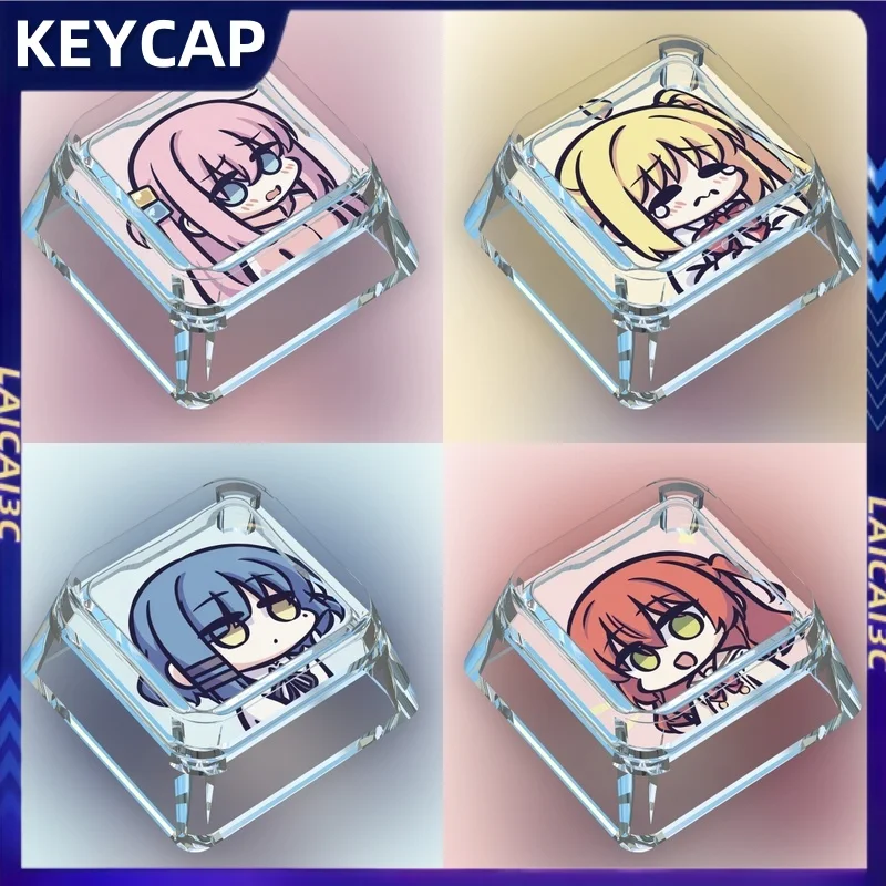 

Bocchi The Rock Keycap Cross Axis Transparent Creative Cute Anime Cartoon Mechanical Keyboard Accessories Gift Collection Keycap