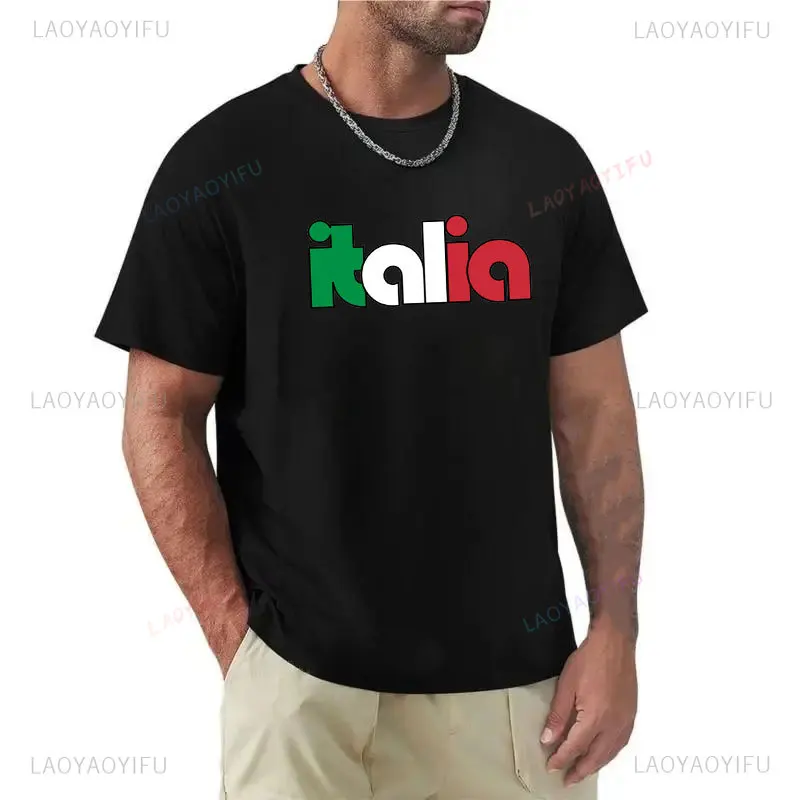 Vintage Italia Italian Flag Graphic Italy Lovers Tourists Souvenir Cool National Gift T-Shirt Graphic T Shirt Clothes for Men