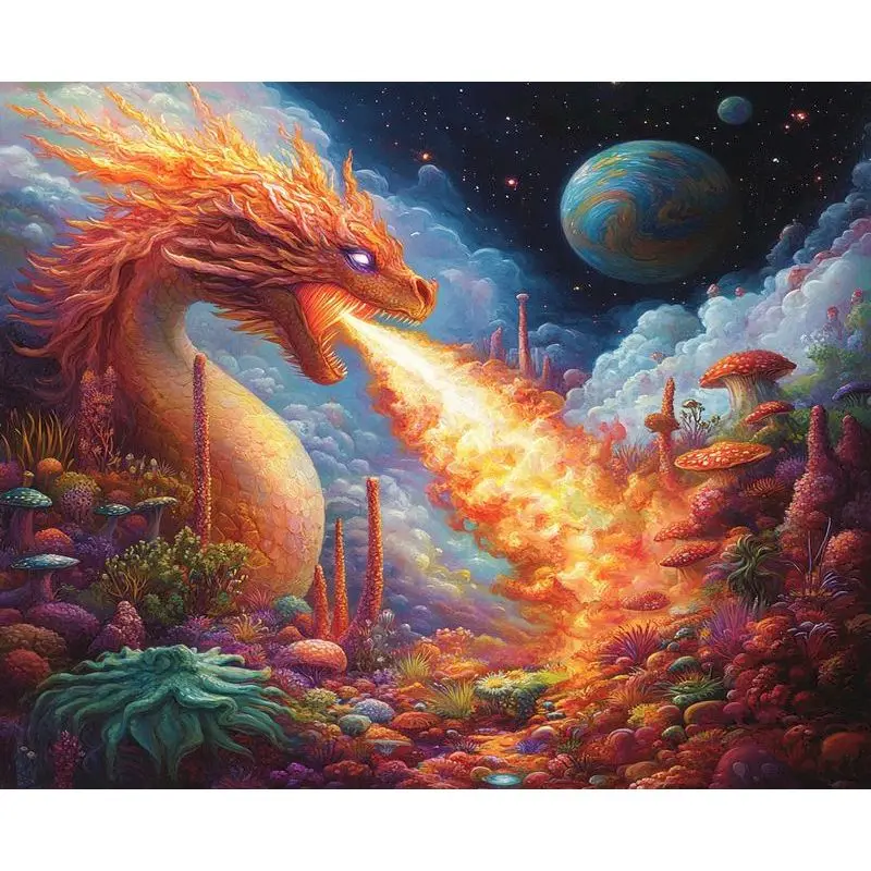 

GATYZTORY Painting By Numbers Dragon Animals HandPainted Kits Drawing Canvas DIY Oil Pictures By Numbers Scenery Home Decor Gift