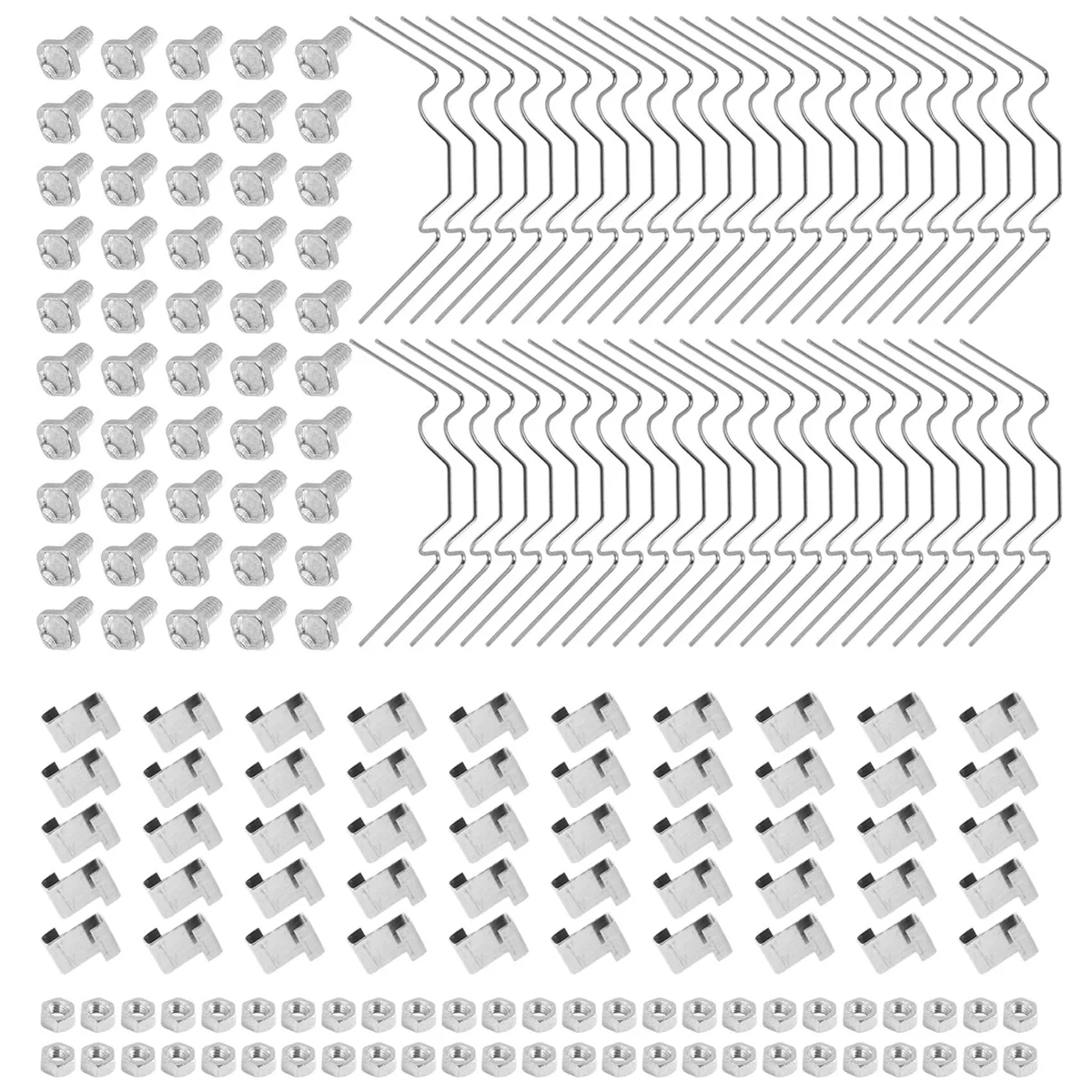 Alumínio Estufa Kit de Reparação, Vidros W Wire Clip,Z Overlap Clip, Porca e Parafuso, 200Pcs