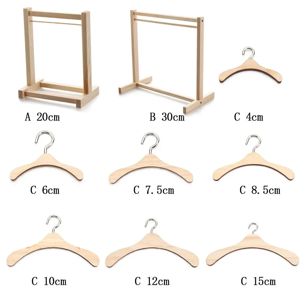 1 pçs boneca de madeira roupas rack organizador vestuário cachecol titular cabides para bonecas bolsa roupas brinquedos de pelúcia acessórios