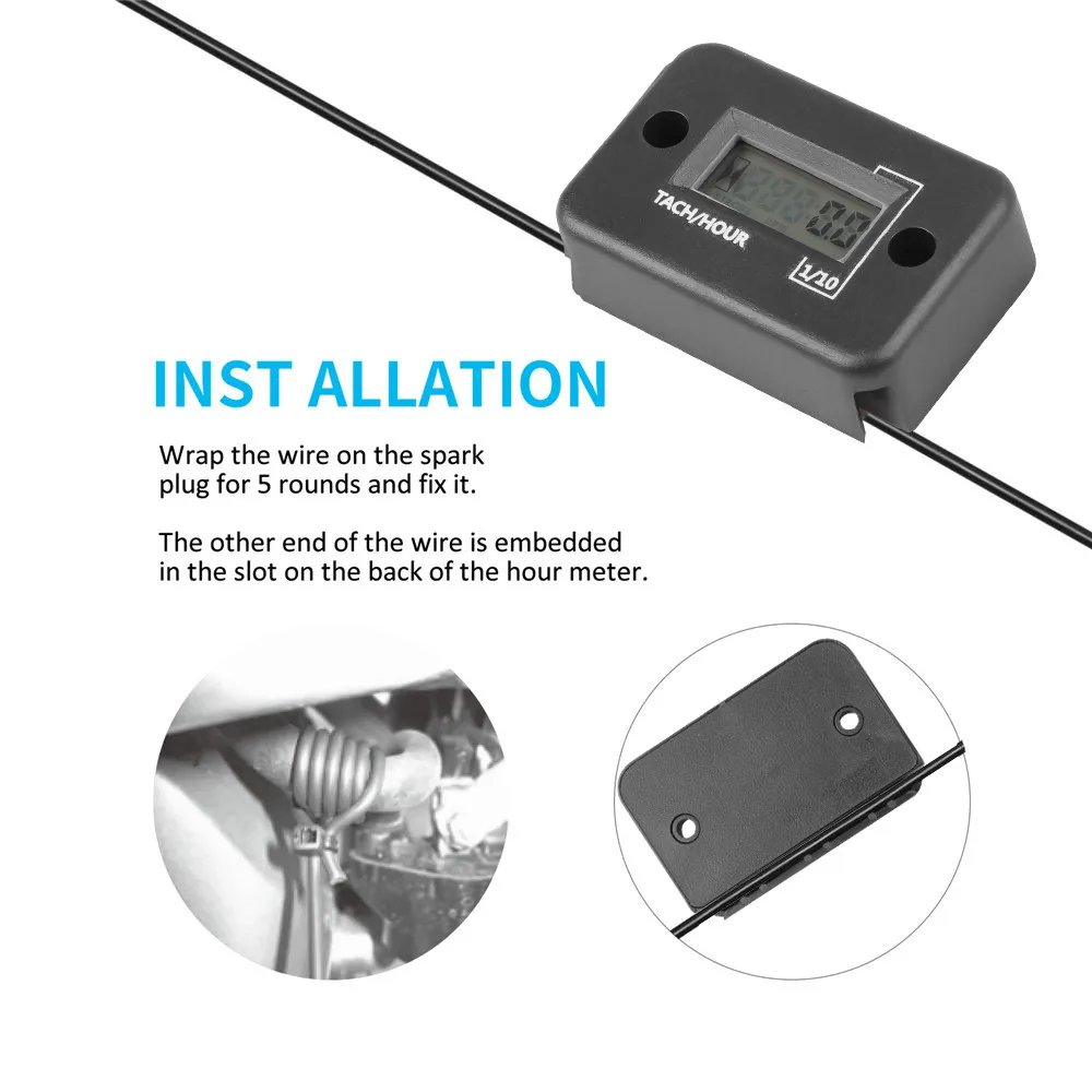 Digital Engine Tach Hour Meter Tachometer Gauge Engine RPM LCD Display For All 2 Or 4 stroke Gasoline Engine For Motorcycle SUV