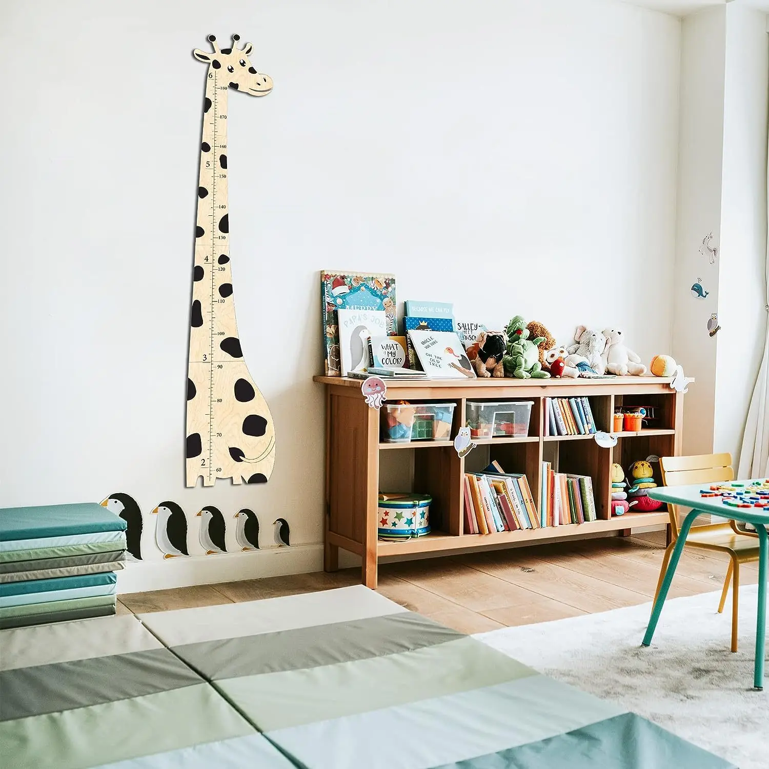 Wooden giraffe wall measuring ruler children's height measuring ruler baby room measuring wood height ruler home decorations