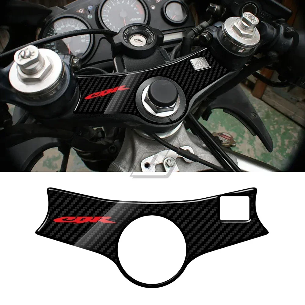 Defender triplo giogo superiore effetto carbonio 3D per adesivo forcella anteriore moto Honda CBR600 1999-2002