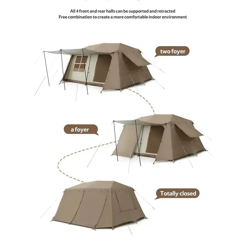 Camping Automatic Tent Breathable 2 Hall PU2000MM Glamping  Outdoor Travel Large 