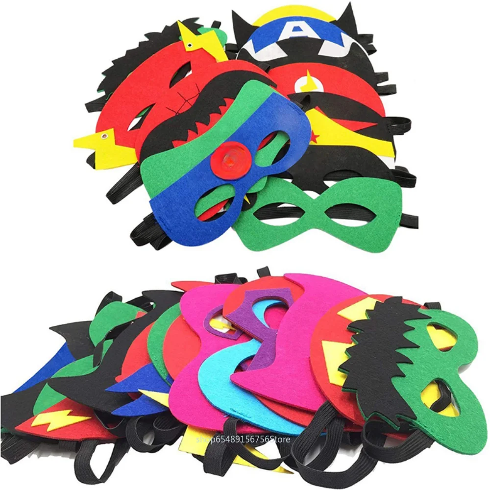 10 Pcs/Lot  Halloween Superhero Masks Christmas Birthday Party Dress Up Cosplay Felt Mask Kids Children's Birthday Gift