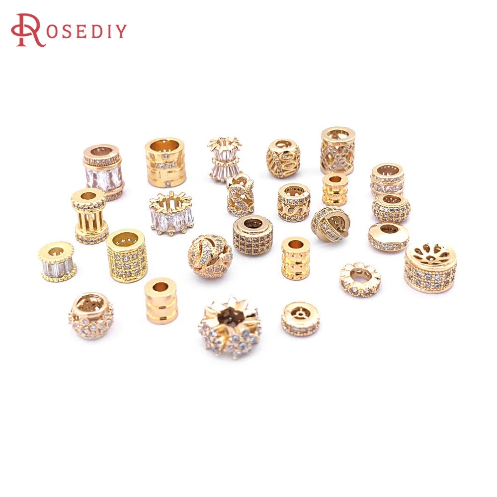 High Quality 18K Gold Color Brass Cylinder Barrel Oblate Wheel Spacer Beads Bracelets Beads Jewelry Making Diy Accessories