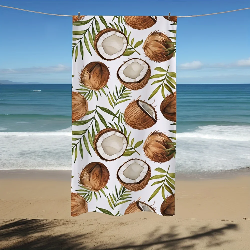 

Palm Leaves Coconut Beach Towel, Soft Absorbent Quick Dry Microfiber Bath Towel for Swimming Travel Holiday Vacation