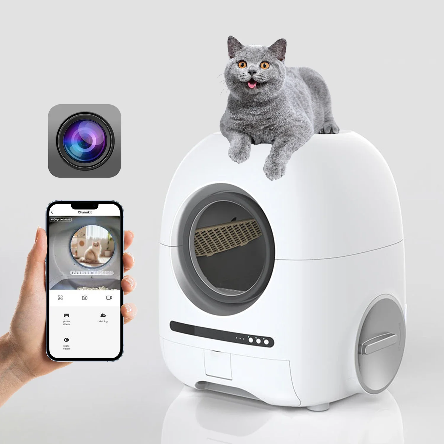 

New Fashion Design Custom Logo Pet Products Self Cleaning Plastic Auto Smart Cat Toilet Tuya