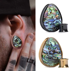 Doearko 2PCS 8-25mm Stainless Steel Water Drop Shell Ear Tunnels Plugs Expander Stretchers Gauges Earrings Piercing Body Jewelry