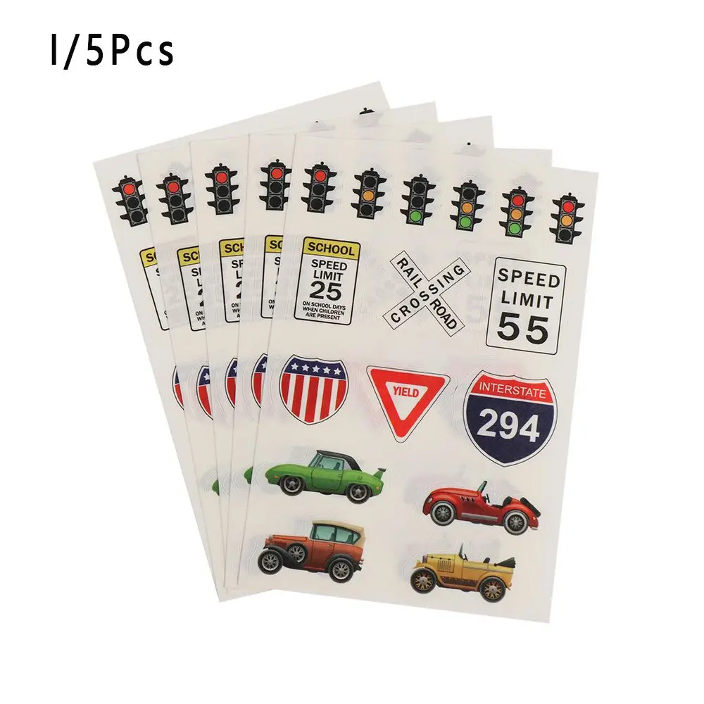 1/5Pcs Adhesive Intelligence Route Mark Traffic Sticker Safety Education Railway Road Tape Study Road Signs Tool