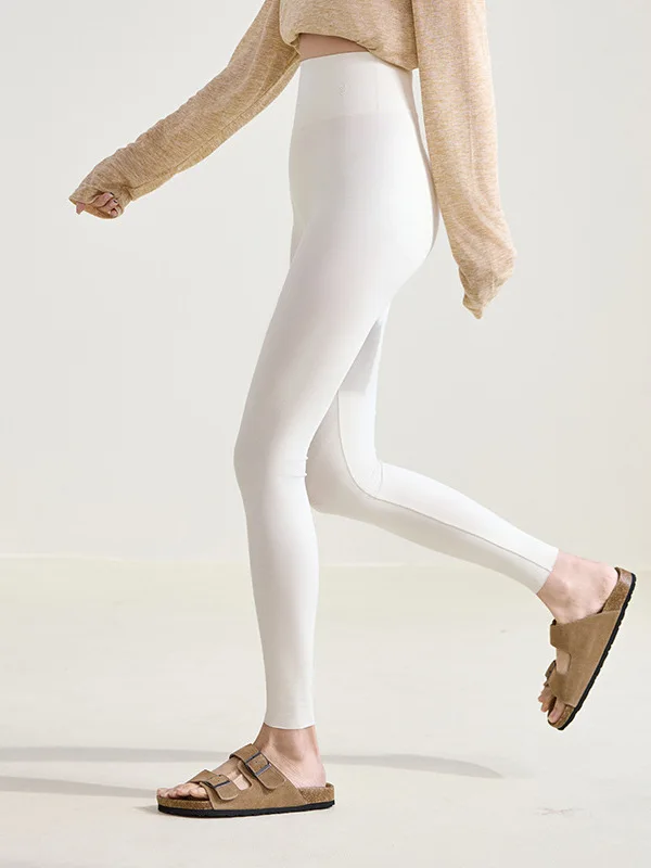 ハイウエスト九分丈フィットパンツ ライクラコットン 薄手モデル 肌に優しい ハイウエストヒップアップ 夏 2025